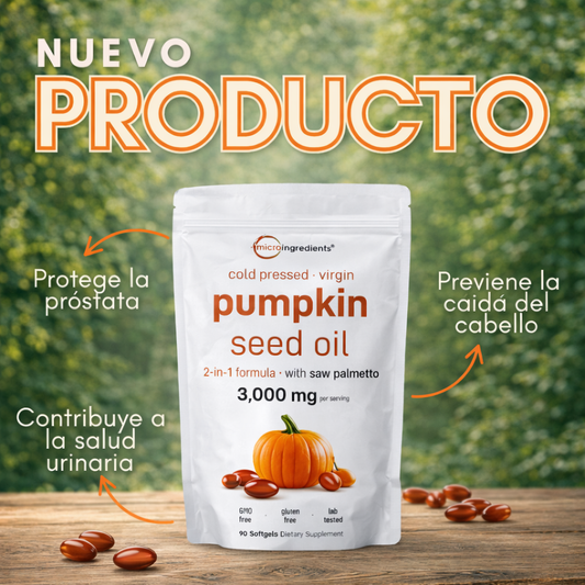 Aceite de semilla de calabaza 300mg: Apoyo para próstata y cabello